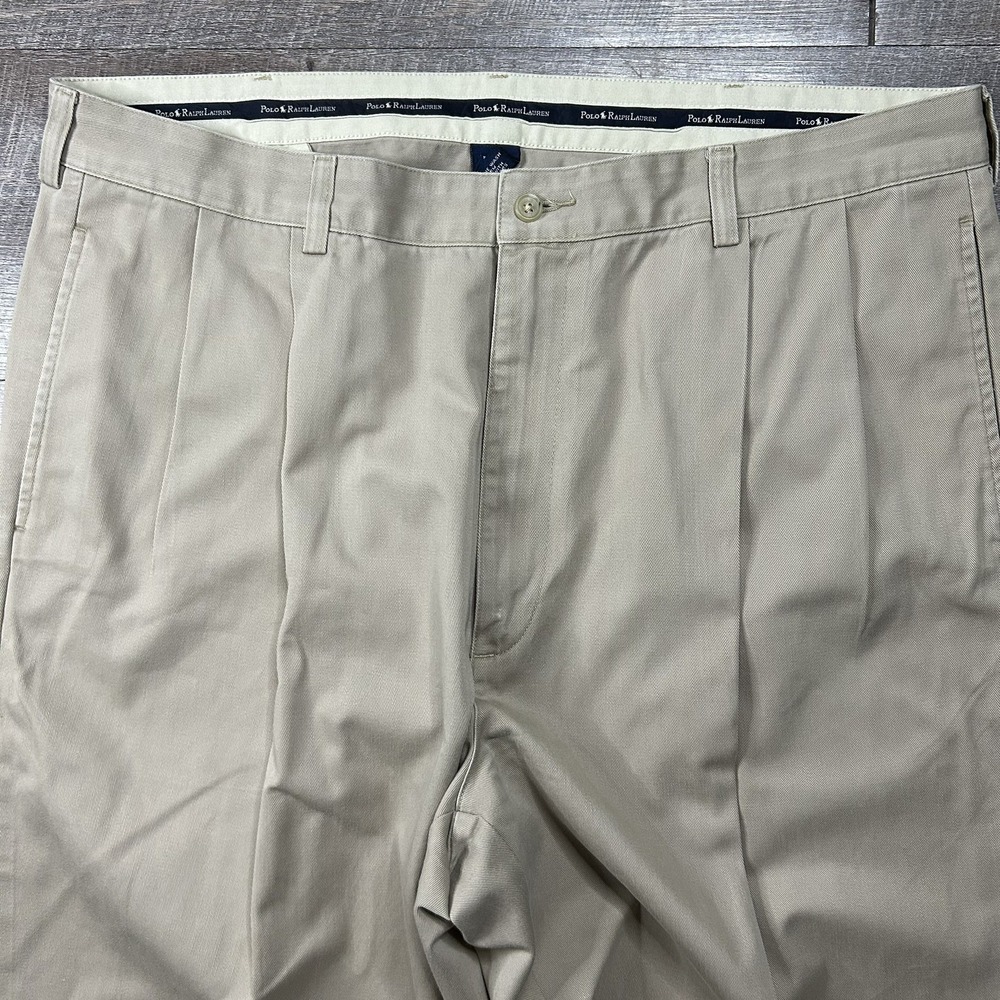 Vintage Polo Ralph Lauren Pants Men 38x32 beige Pleated Andrew Preppy Chino